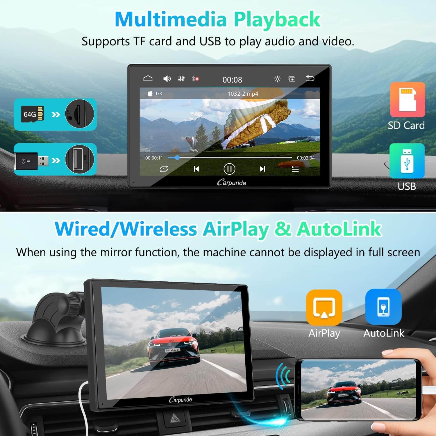 carpuride-car-smart-stereo-v9-autoradio-9-zoll-mit-carplay image 6