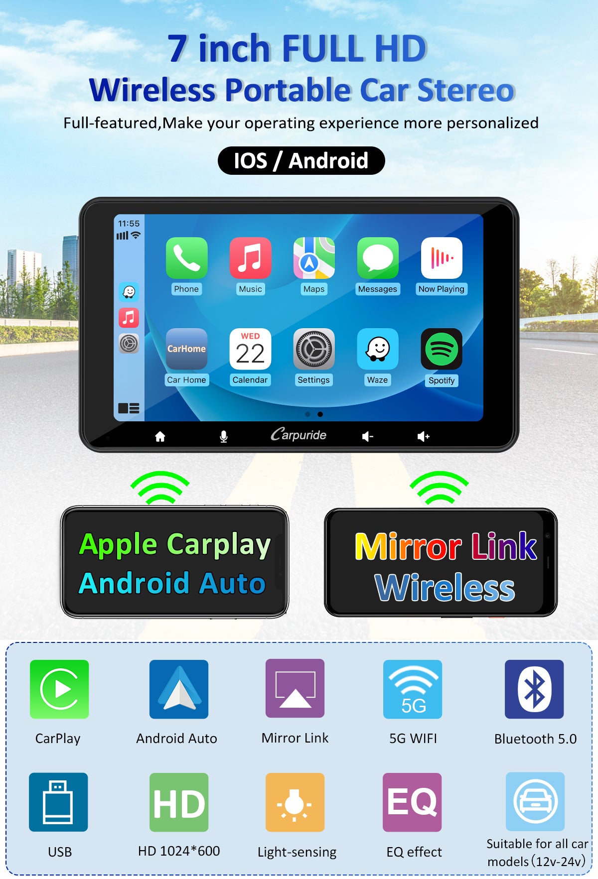carpuride-car-smart-stereo-w708-carplay-7-zoll-r-ckkamera image 2