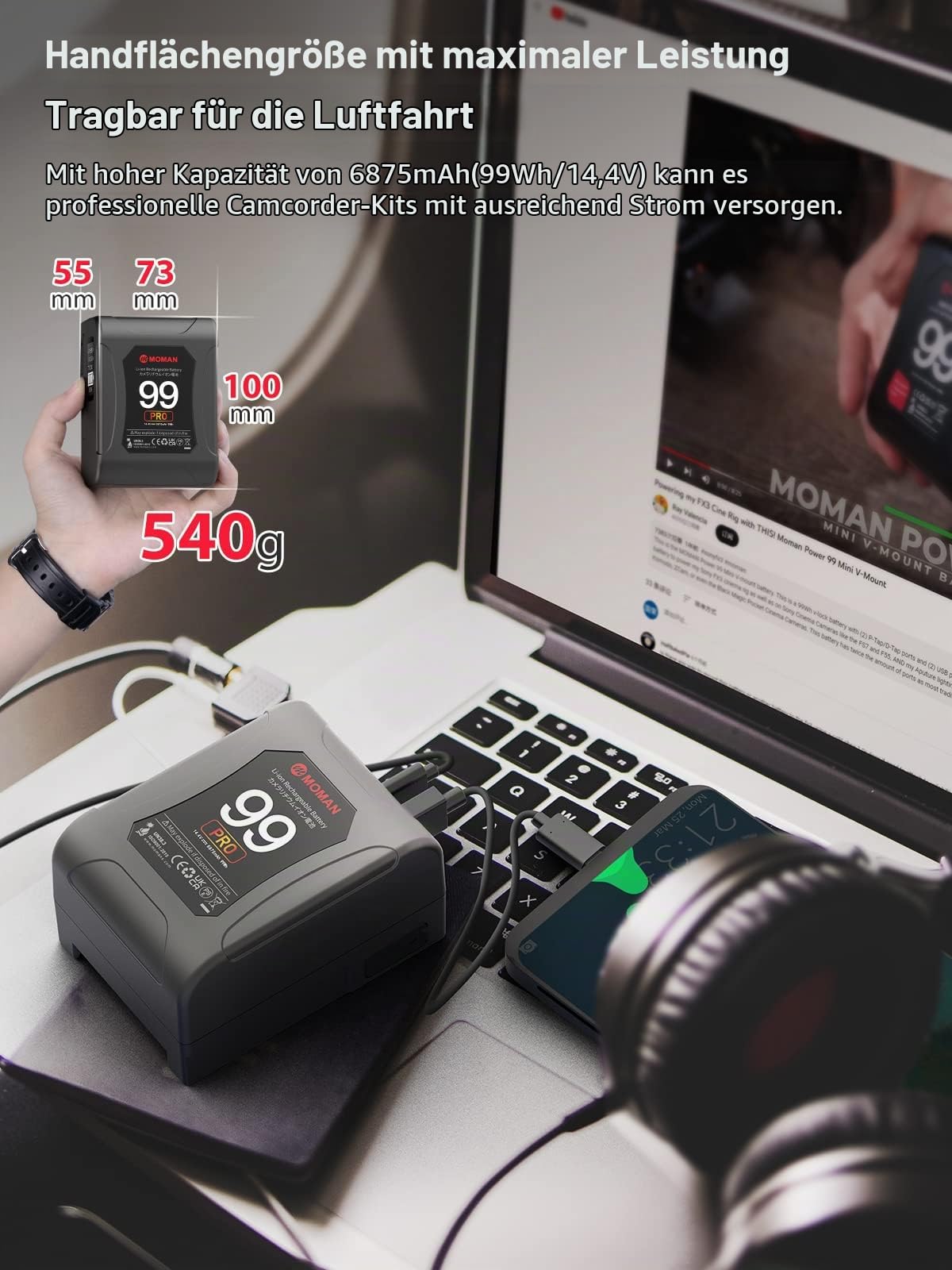 moman-power-99-pro-v-mount-akku-99wh-oled-usb-c image 2