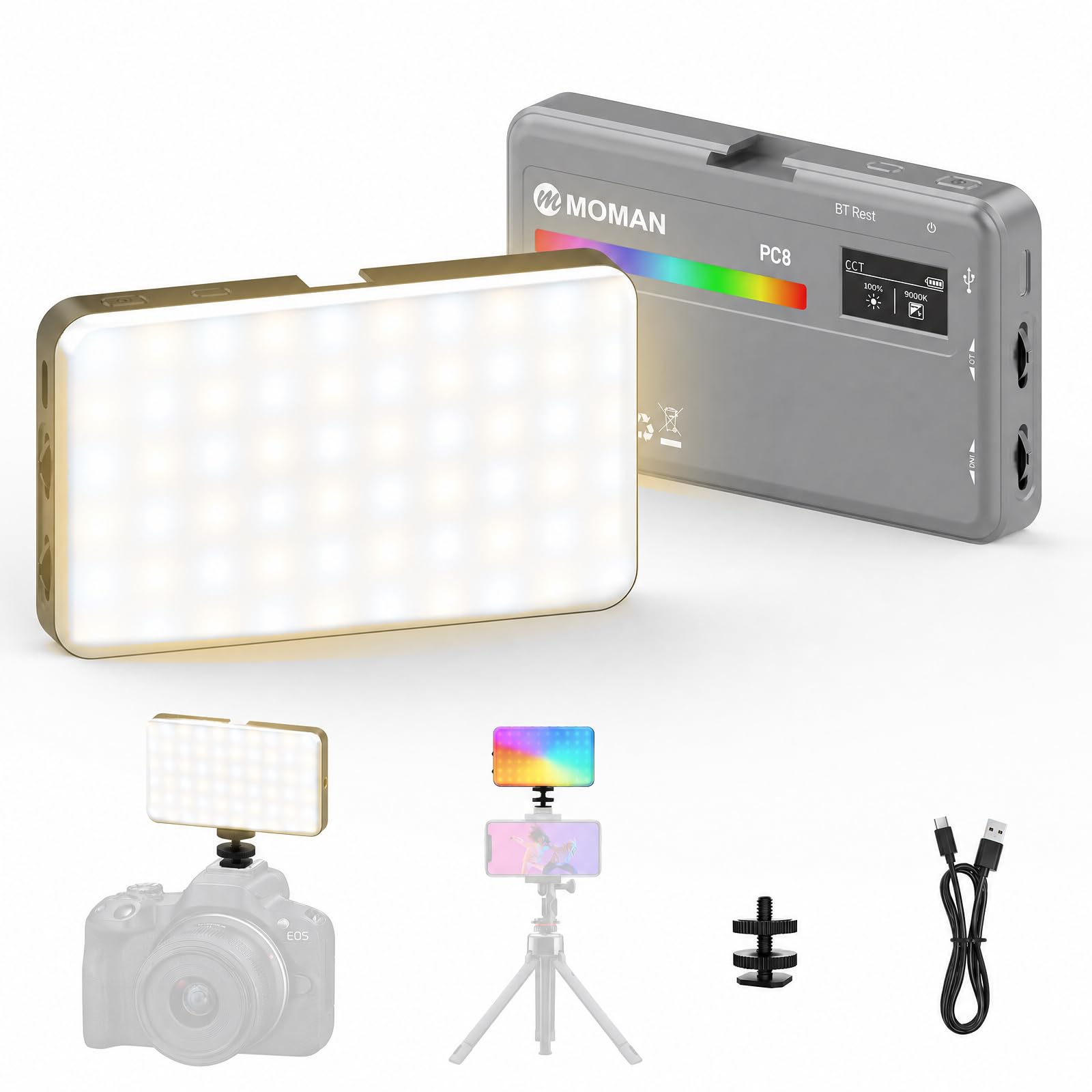 moman-pc8-rgb-videoleuchte-led-grau-2500k-8500k image 1