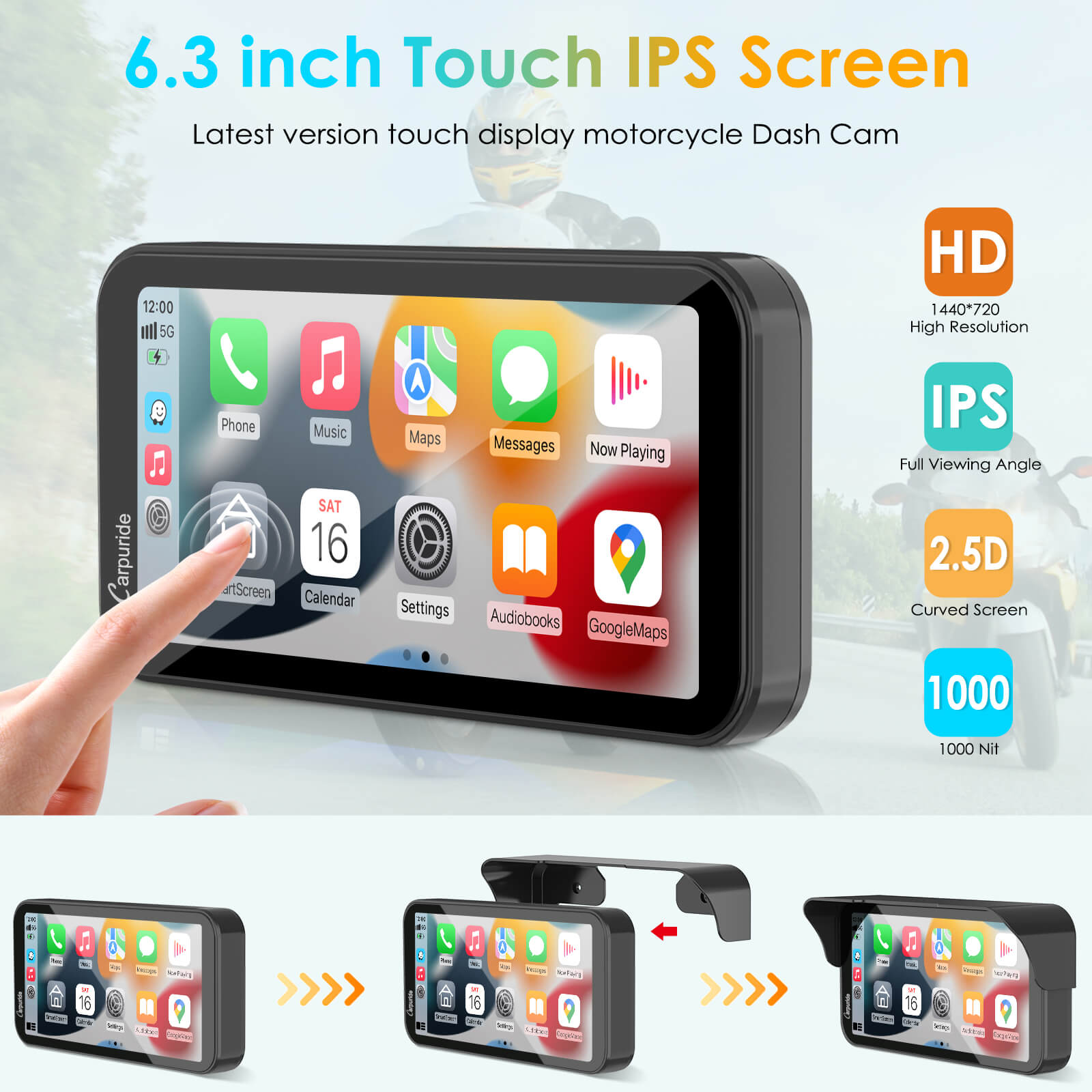 carpuride-w603-motorrad-stereo-carplay-ip67-wasserdicht image 8