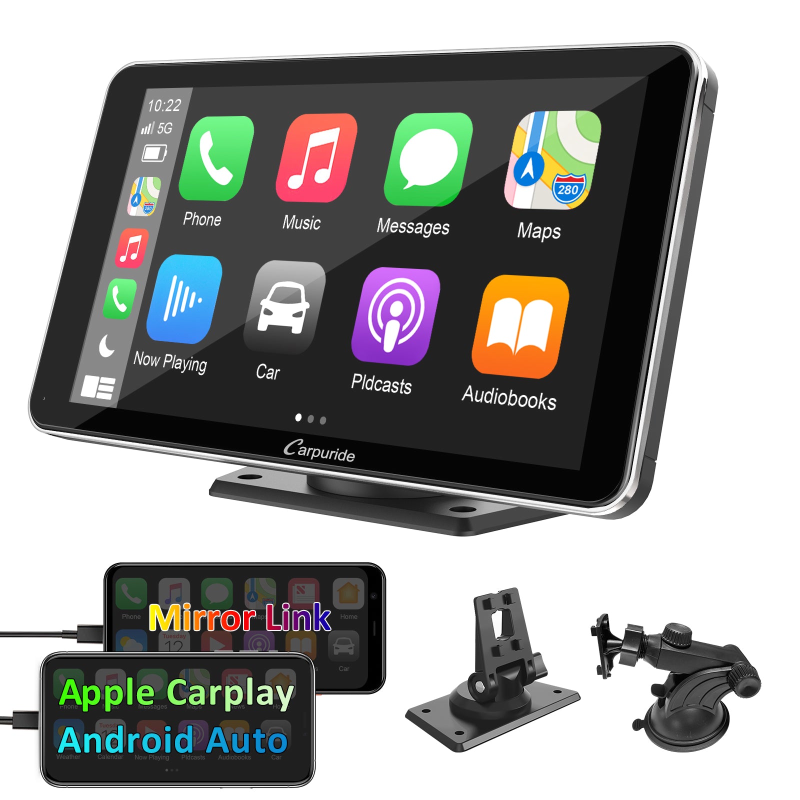 carpuride-car-smart-stereo-autoradio-7-zoll-silber-rahmen-carplay image 1