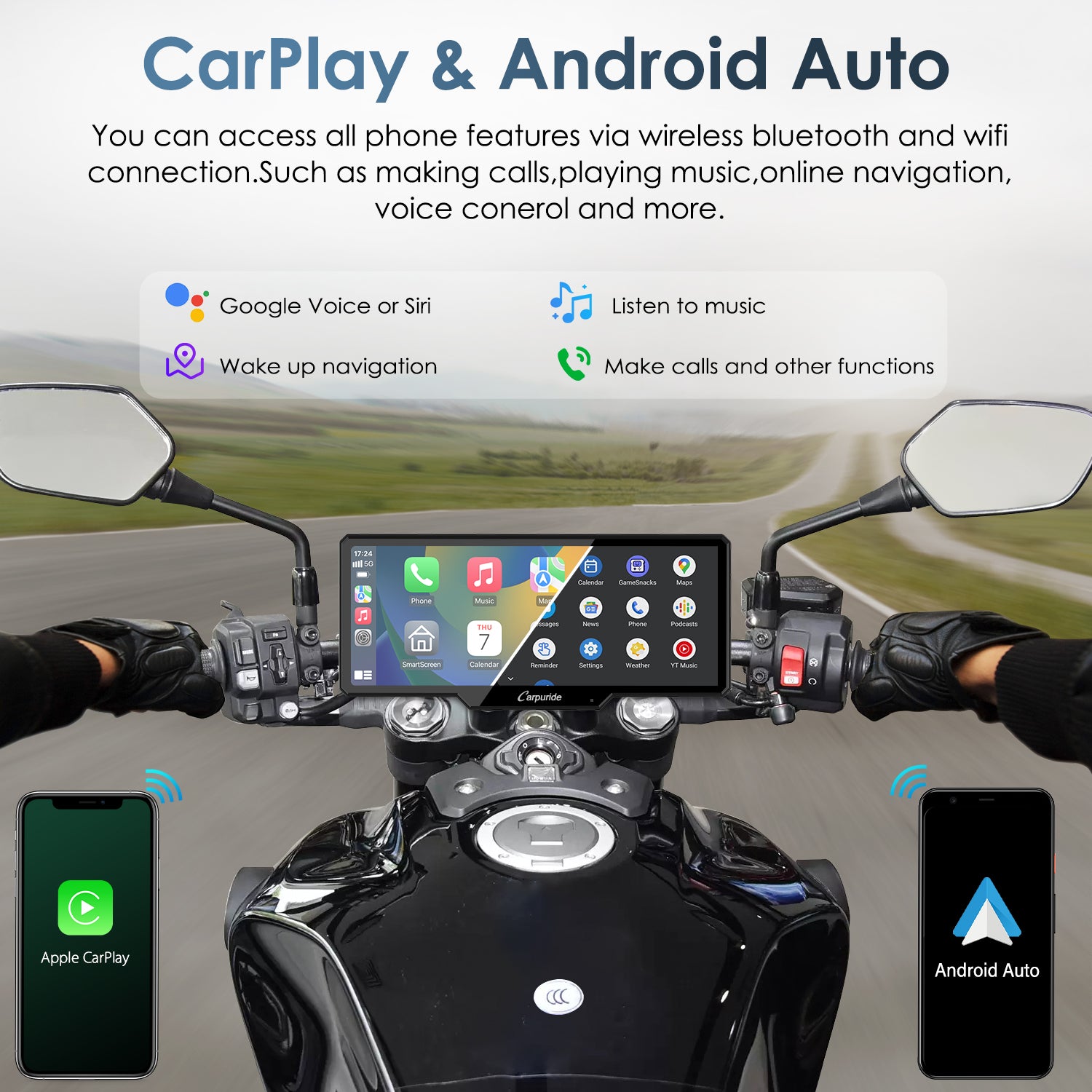 carpuride-w619-motorcycle-smart-stereo-6-86-zoll-display-ip67 image 3