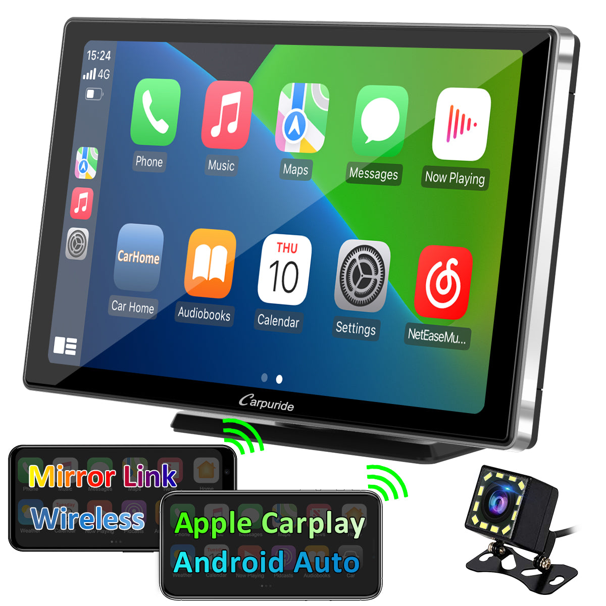 carpuride-car-smart-stereo-9-zoll-autoradio-silber-mit-r-ckfahrkamera image 1