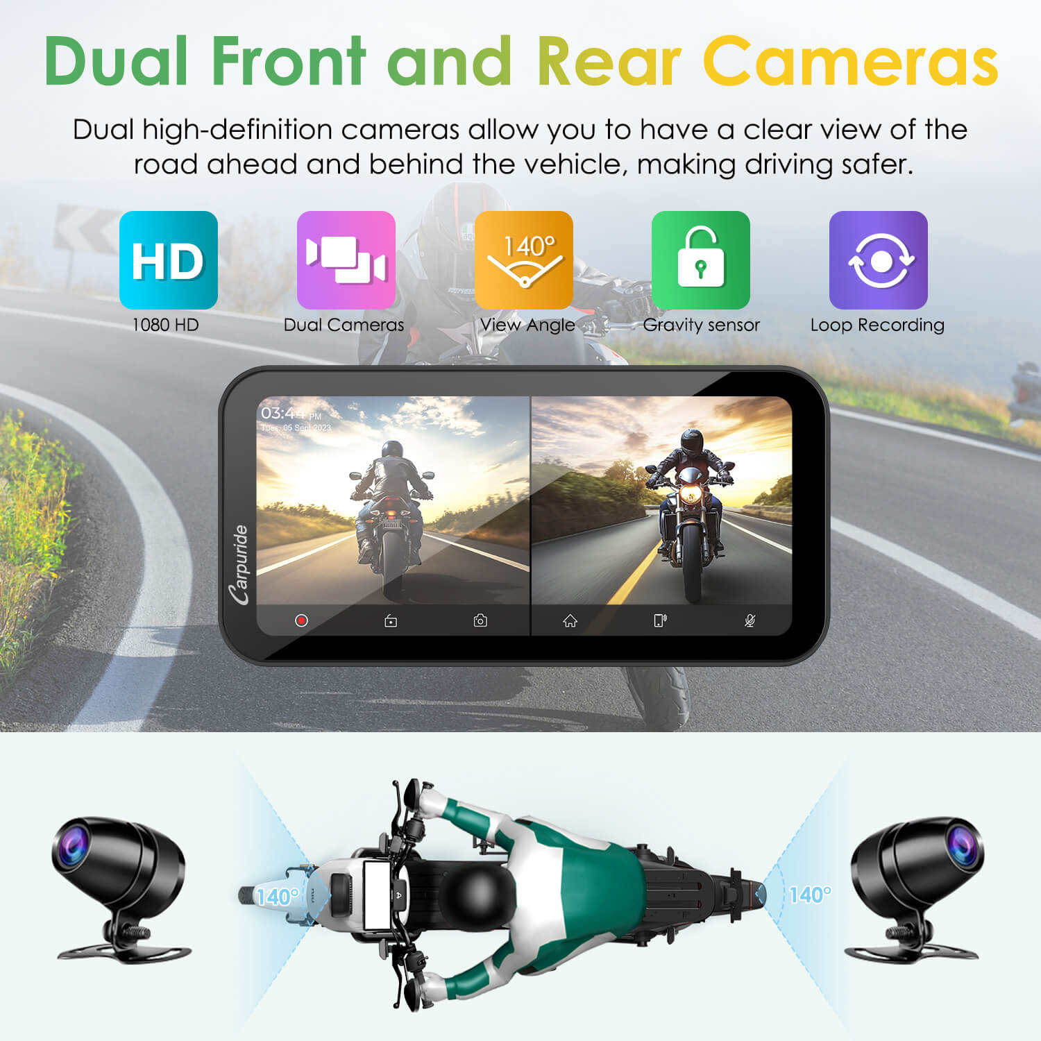 carpuride-w603d-motorrad-stereo-6-3-dashcam-tpms image 5