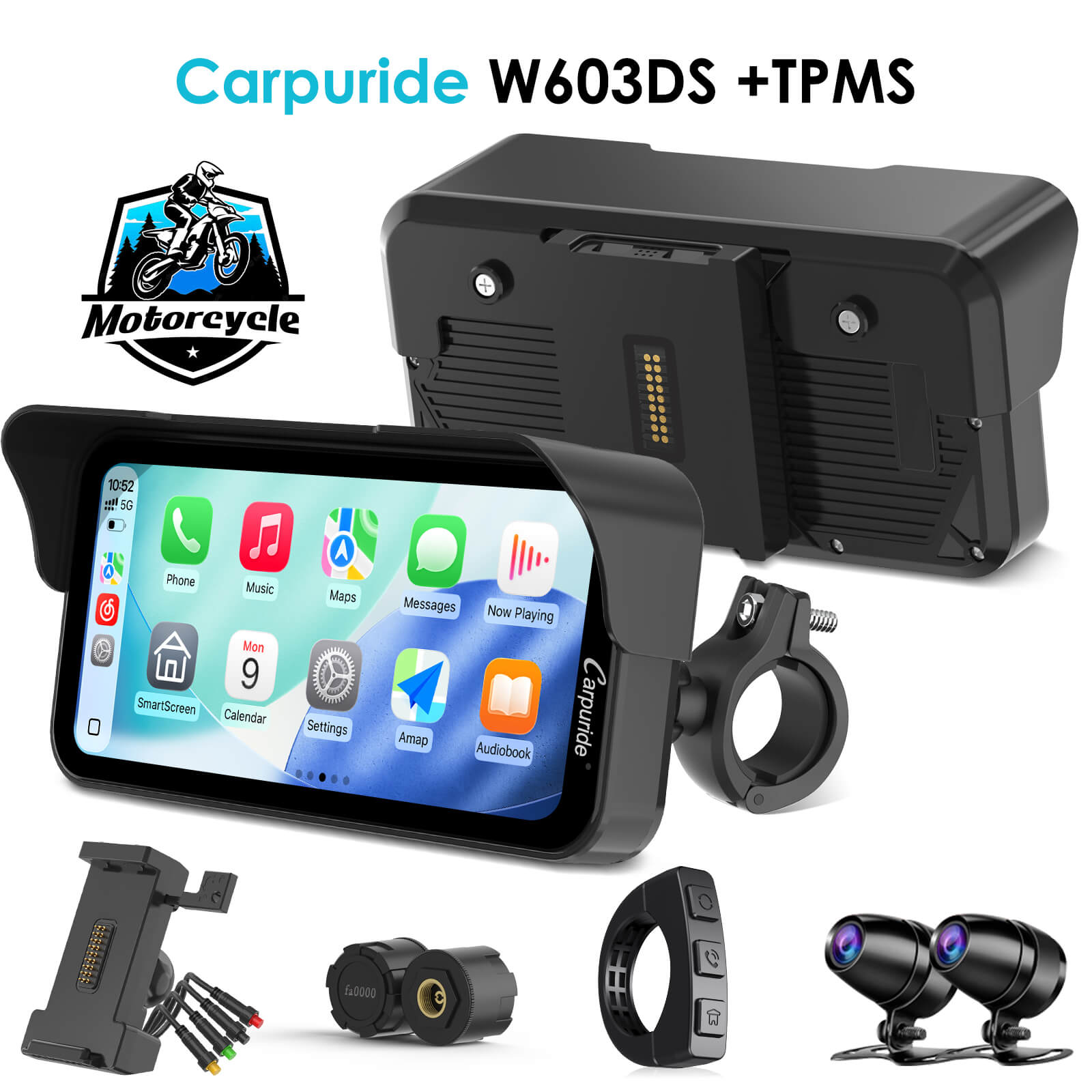 carpuride-w603ds-motorrad-display-6-3-zoll-mit-dashcam image 2
