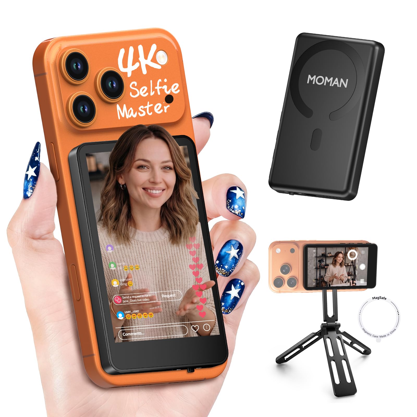 moman-selfie-monitor-3-97-zoll-kit-mit-magnetischem-stativ image 1