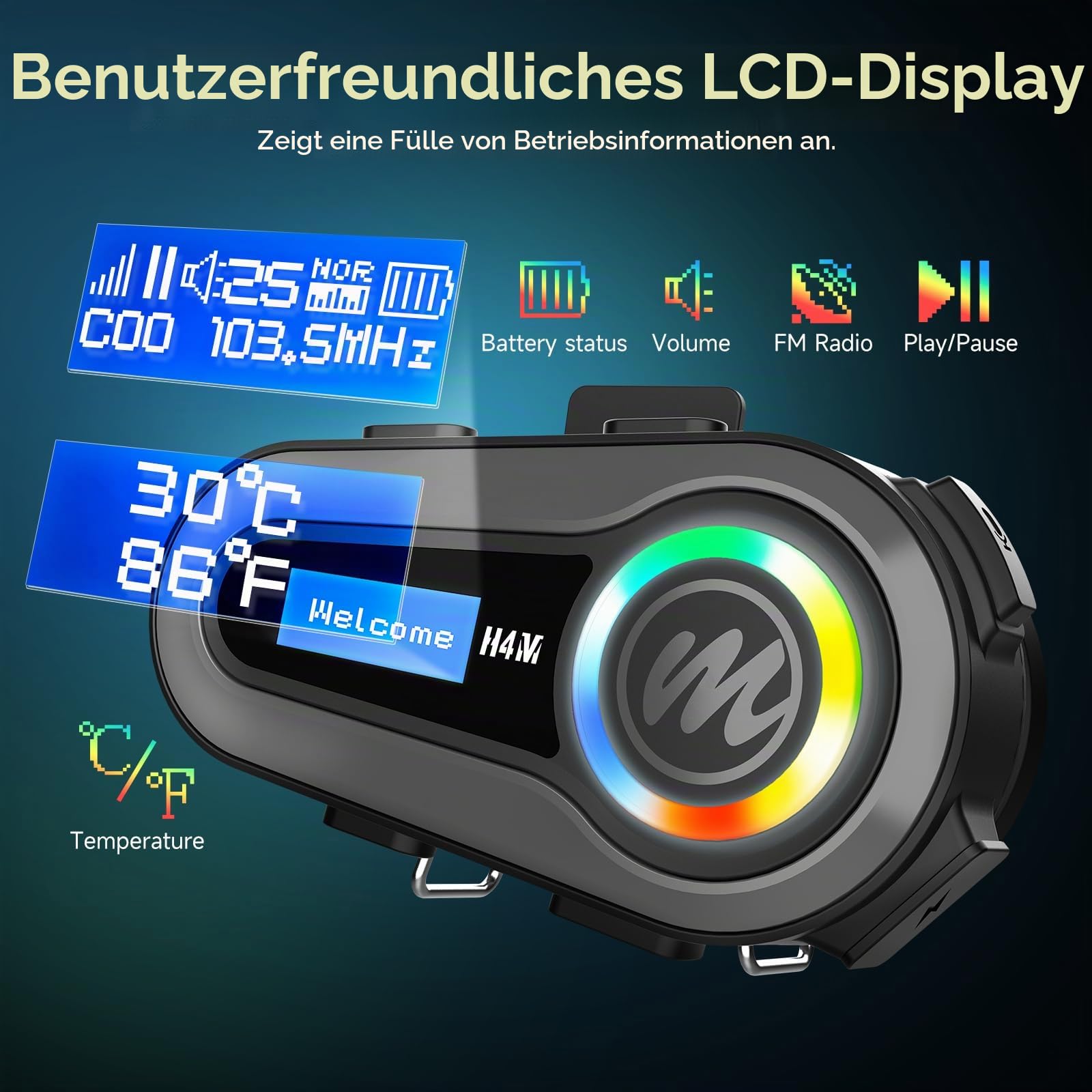 moman-h4m-helm-headset-bluetooth-lcd-fm-radio-ipx6 image 2