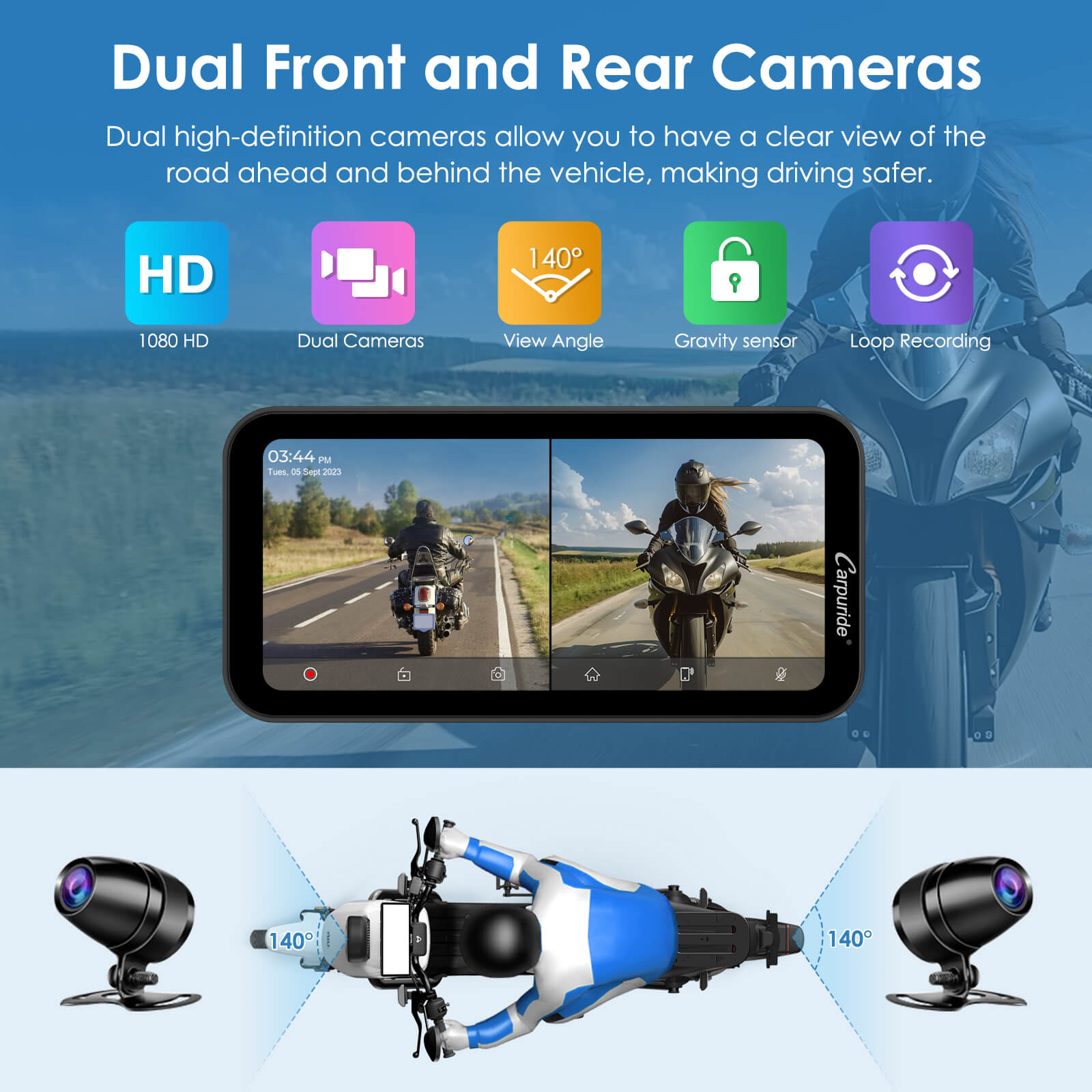 carpuride-w603ds-motorrad-display-6-3-zoll-mit-dashcam image 5