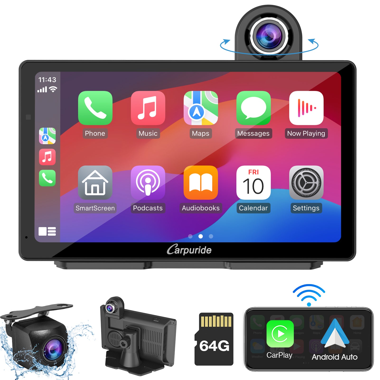 carpuride-w703-autoradio-7-zoll-dashcam-carplay-bluetooth image 1