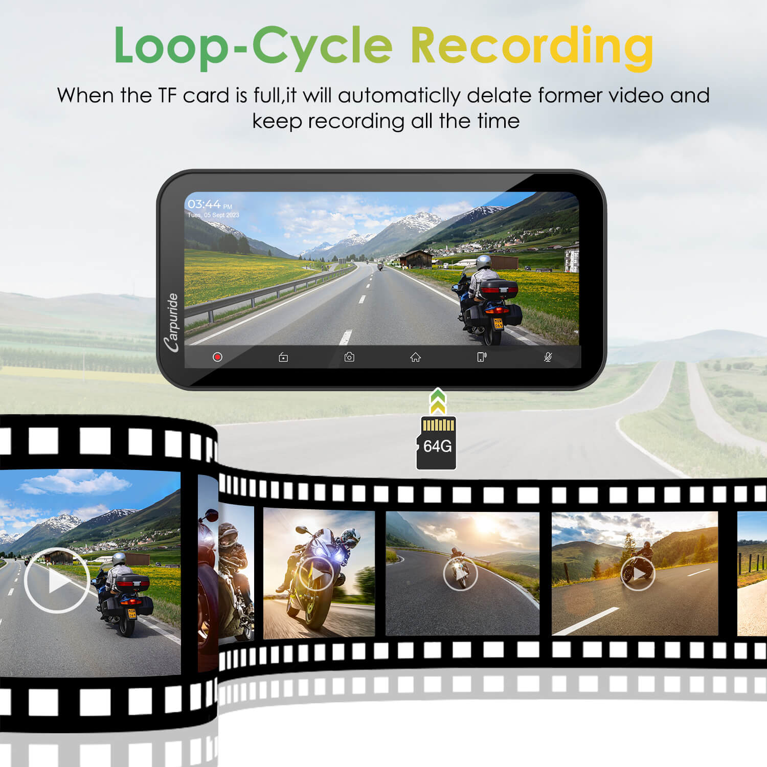 carpuride-w603d-motorrad-stereo-6-3-dashcam-tpms image 6