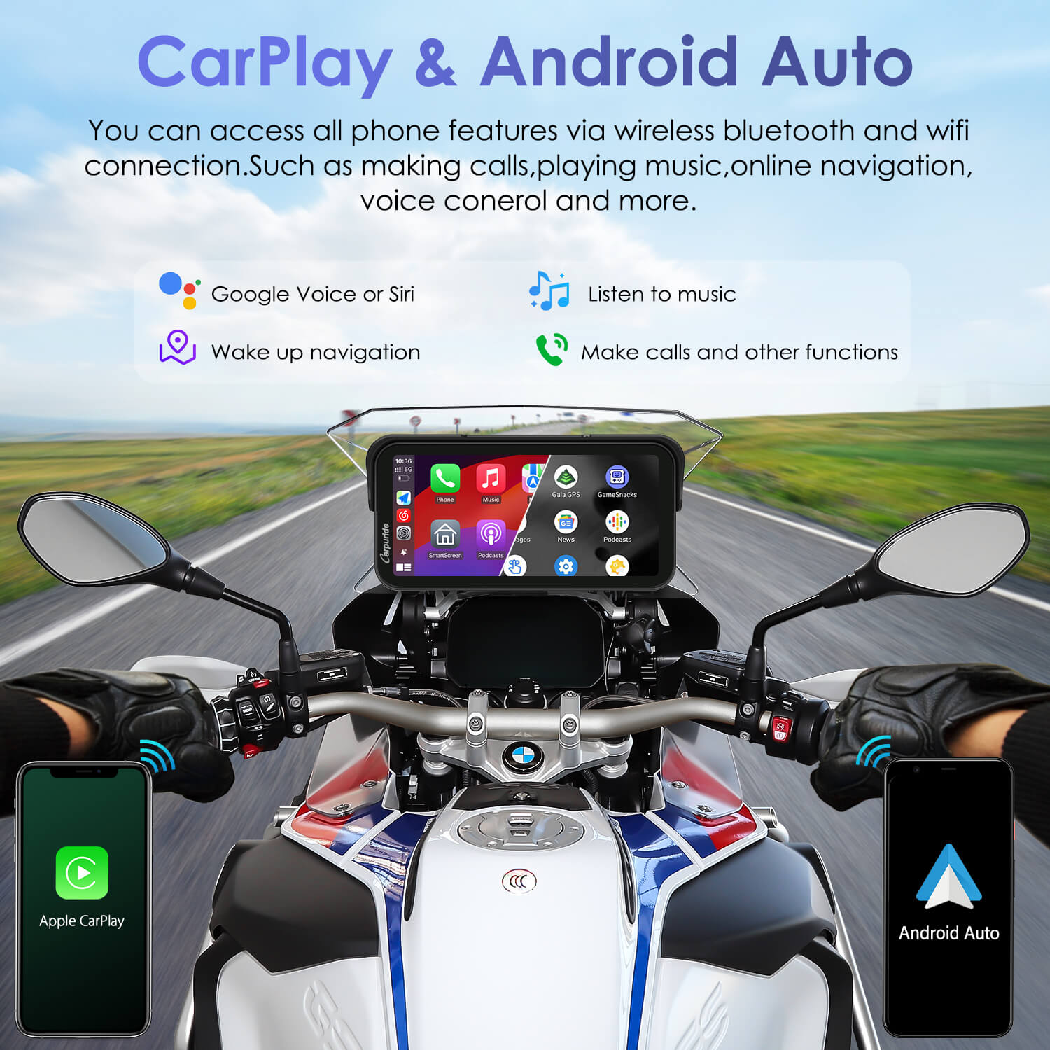 carpuride-w603b-motorrad-display-mit-bmw-halterung-ip67 image 3