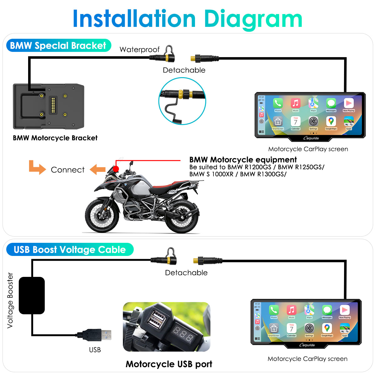 carpuride-w619b-motorcycle-smart-stereo-6-86-zoll-carplay image 7