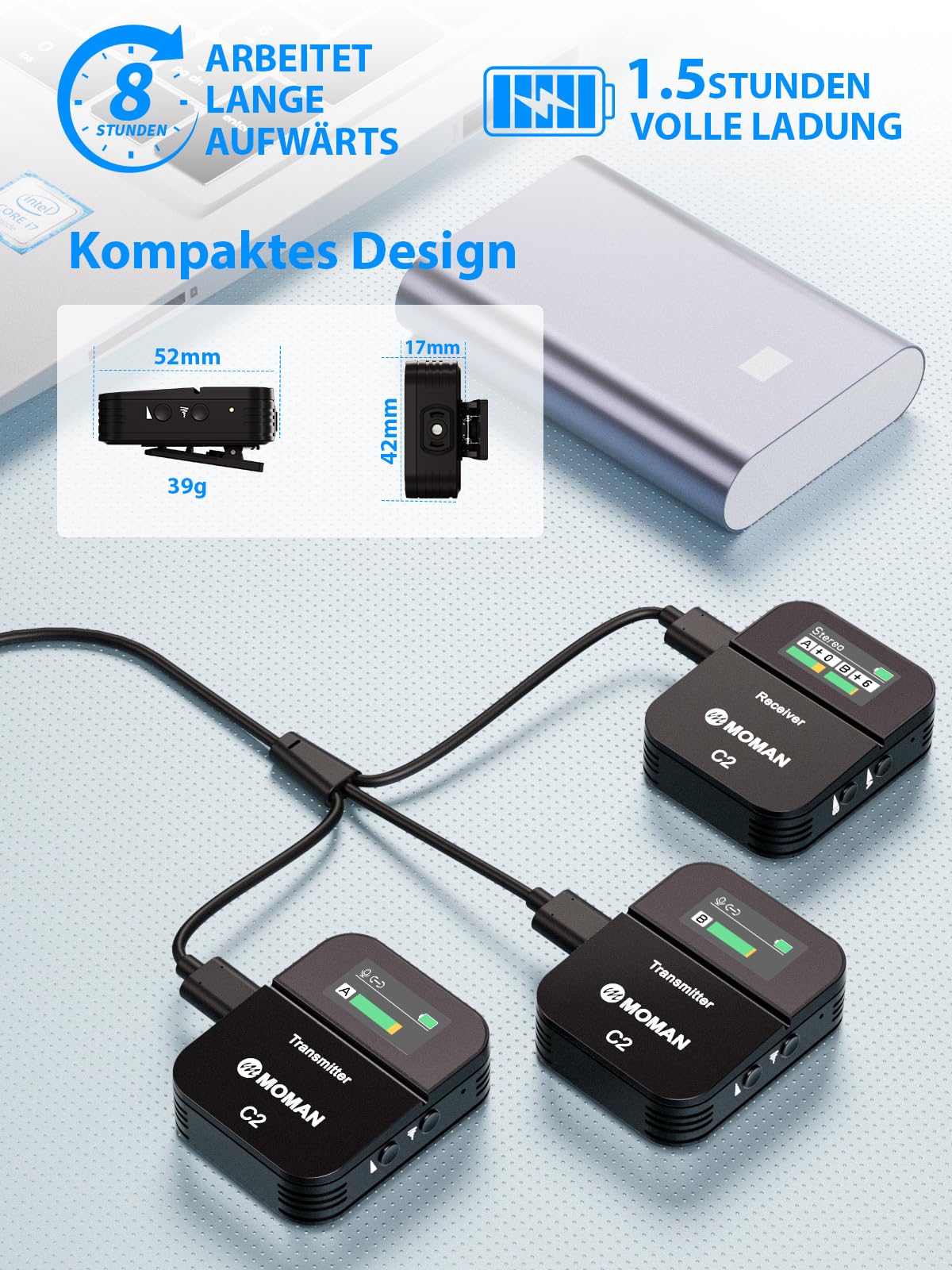 moman-c2x-funkmikrofon-2tx-1rx-ansteckmikrofon-display image 5