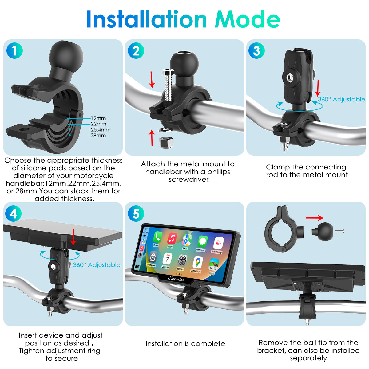 carpuride-w619b-motorcycle-smart-stereo-6-86-zoll-carplay image 8