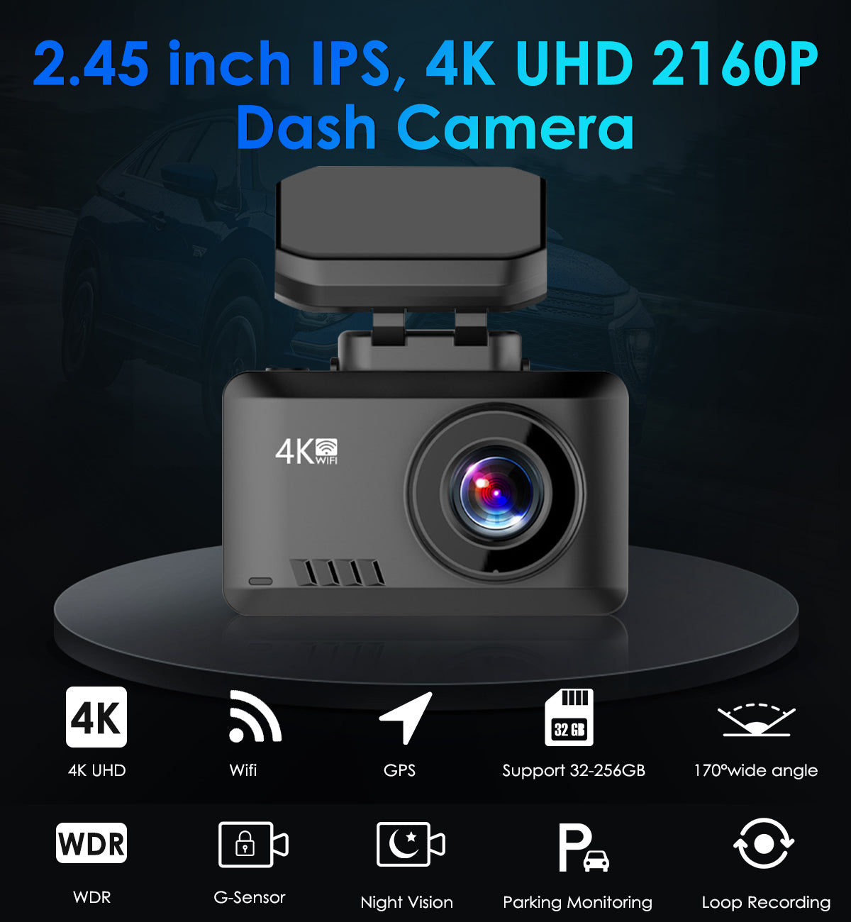 carpuride-accessories-t8-dashcam-4k-uhd-2-45-zoll-ips image 2