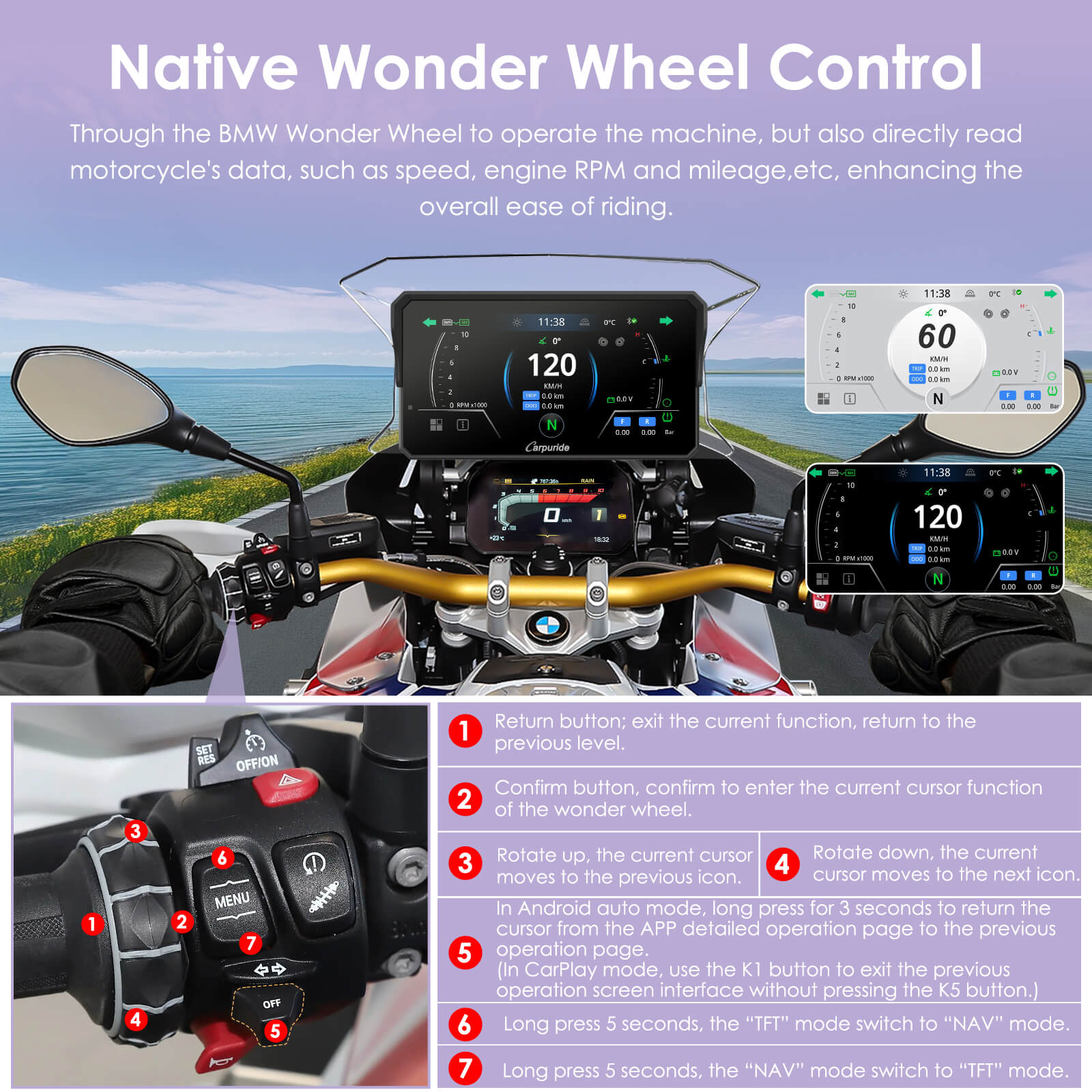 carpuride-w602bs-motorrad-display-6-zoll-bmw-carplay image 2