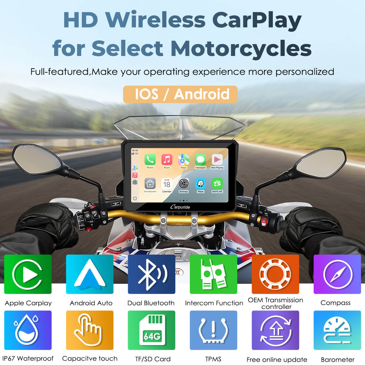 carpuride-motorcycle-smart-stereo-w702bs-motorrad-display-7-zoll-wonder-wheel image 3