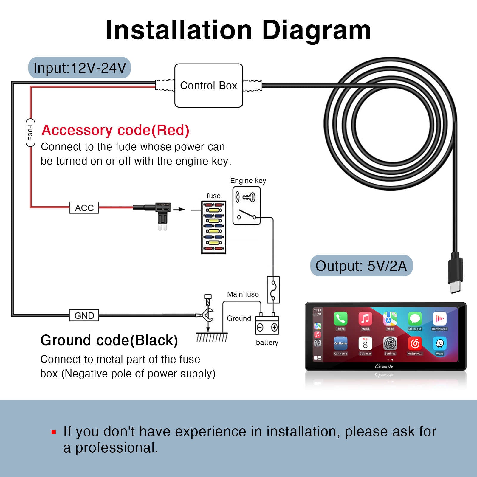 carpuride-accessories-type-c-autoladekabel-12v-24v-5v-2a image 4