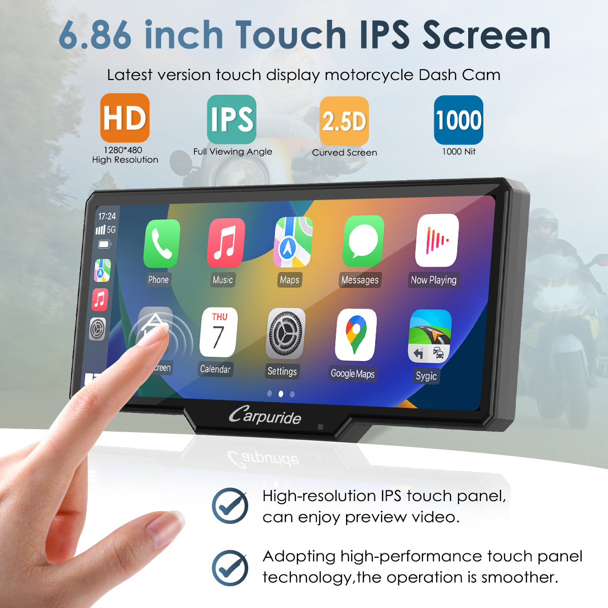 carpuride-w619-motorcycle-smart-stereo-6-86-zoll-display-ip67 image 8