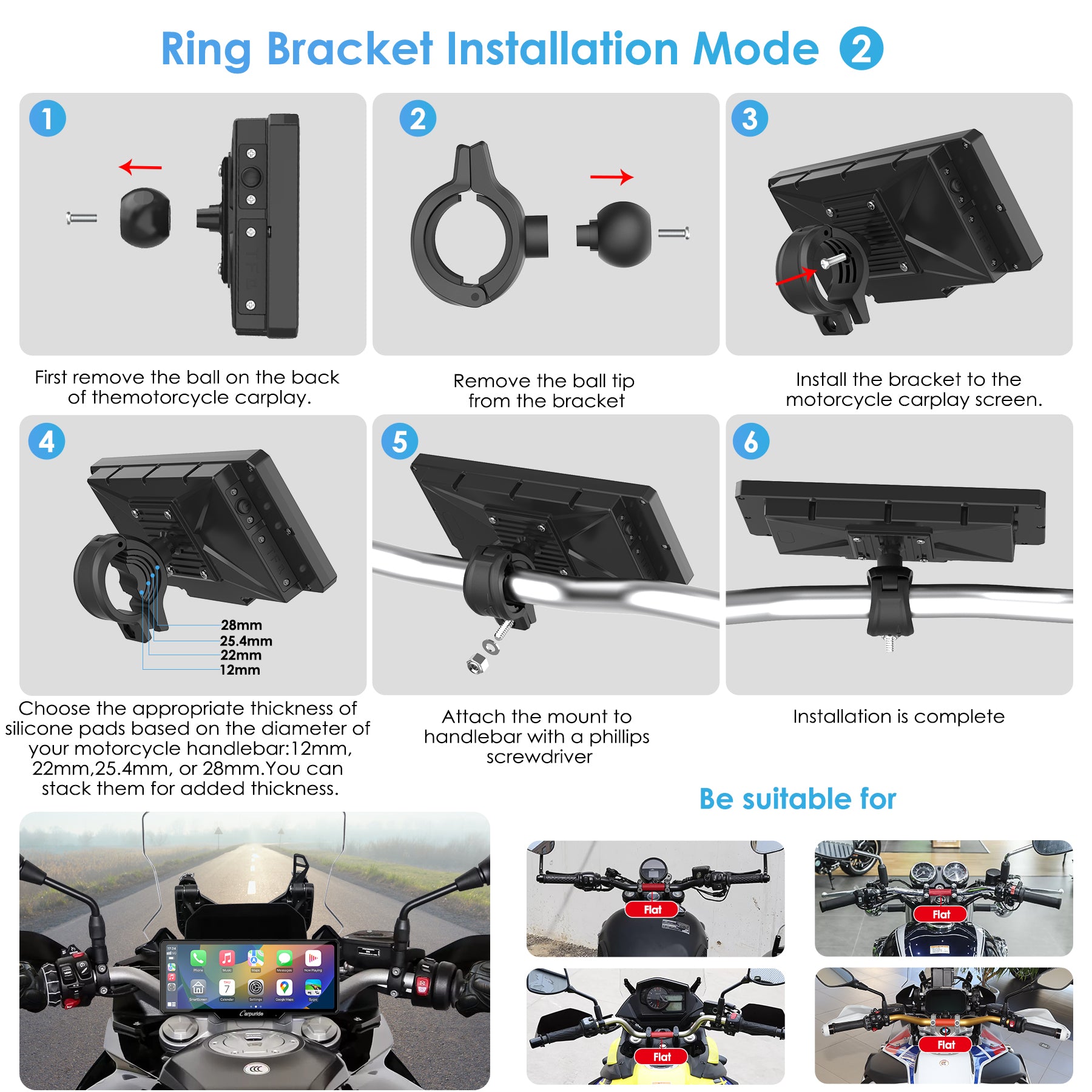 carpuride-ring-bracket-lenker-halterung-12-28-mm-motorrad image 3