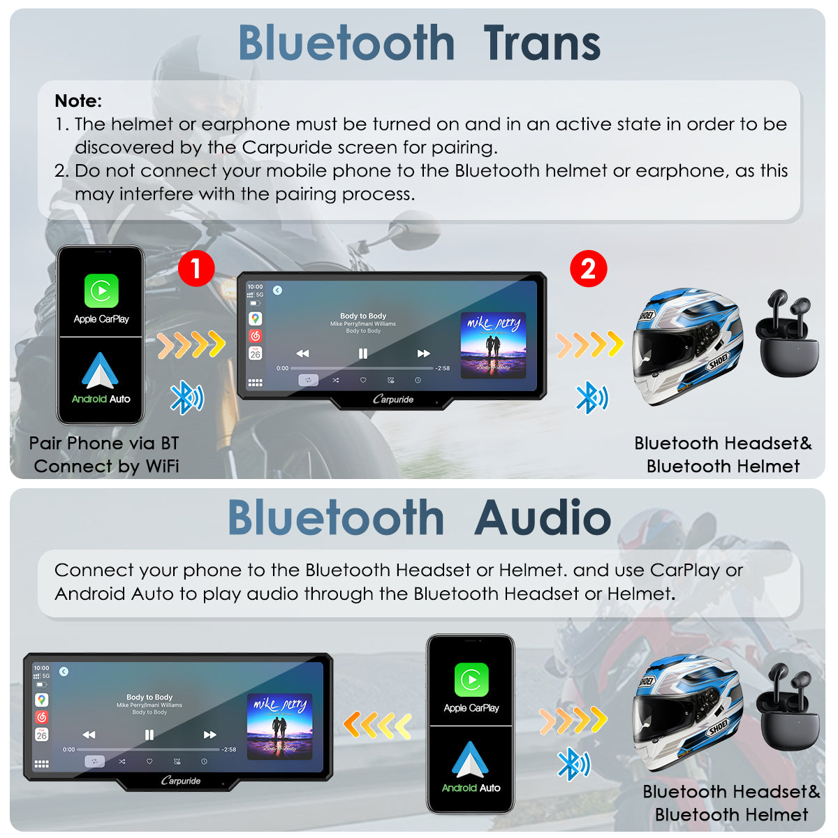 carpuride-w619-motorcycle-smart-stereo-6-86-zoll-display-ip67 image 5