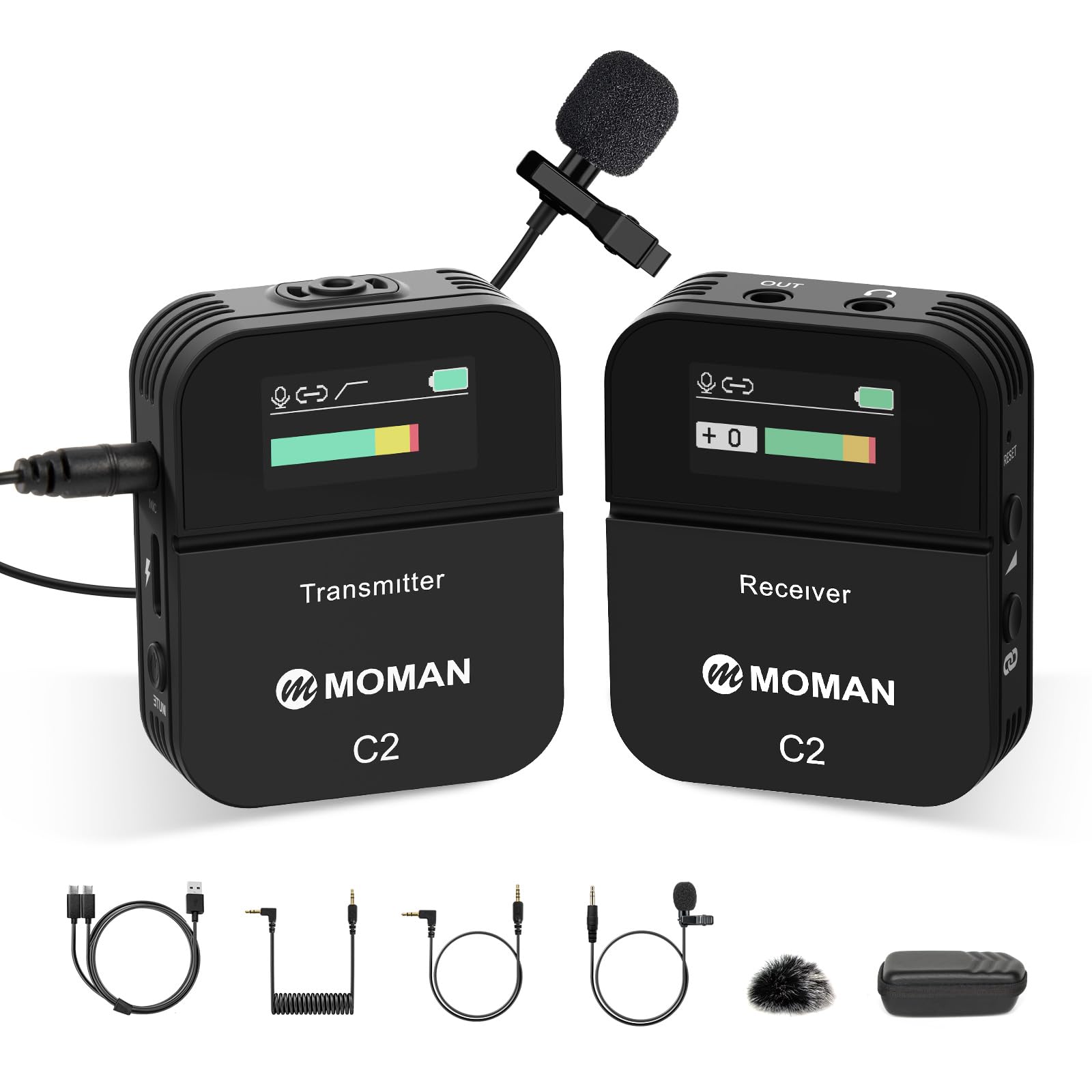 moman-c2x-funkmikrofon-2tx-1rx-ansteckmikrofon-display image 8