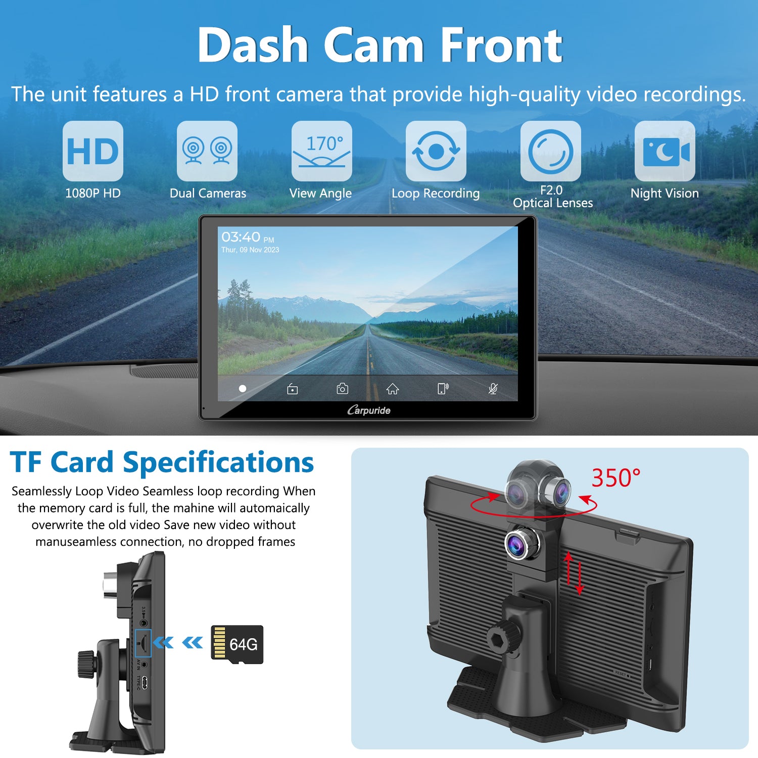 carpuride-car-smart-stereo-w905-autoradio-9-zoll-mit-dashcam image 4