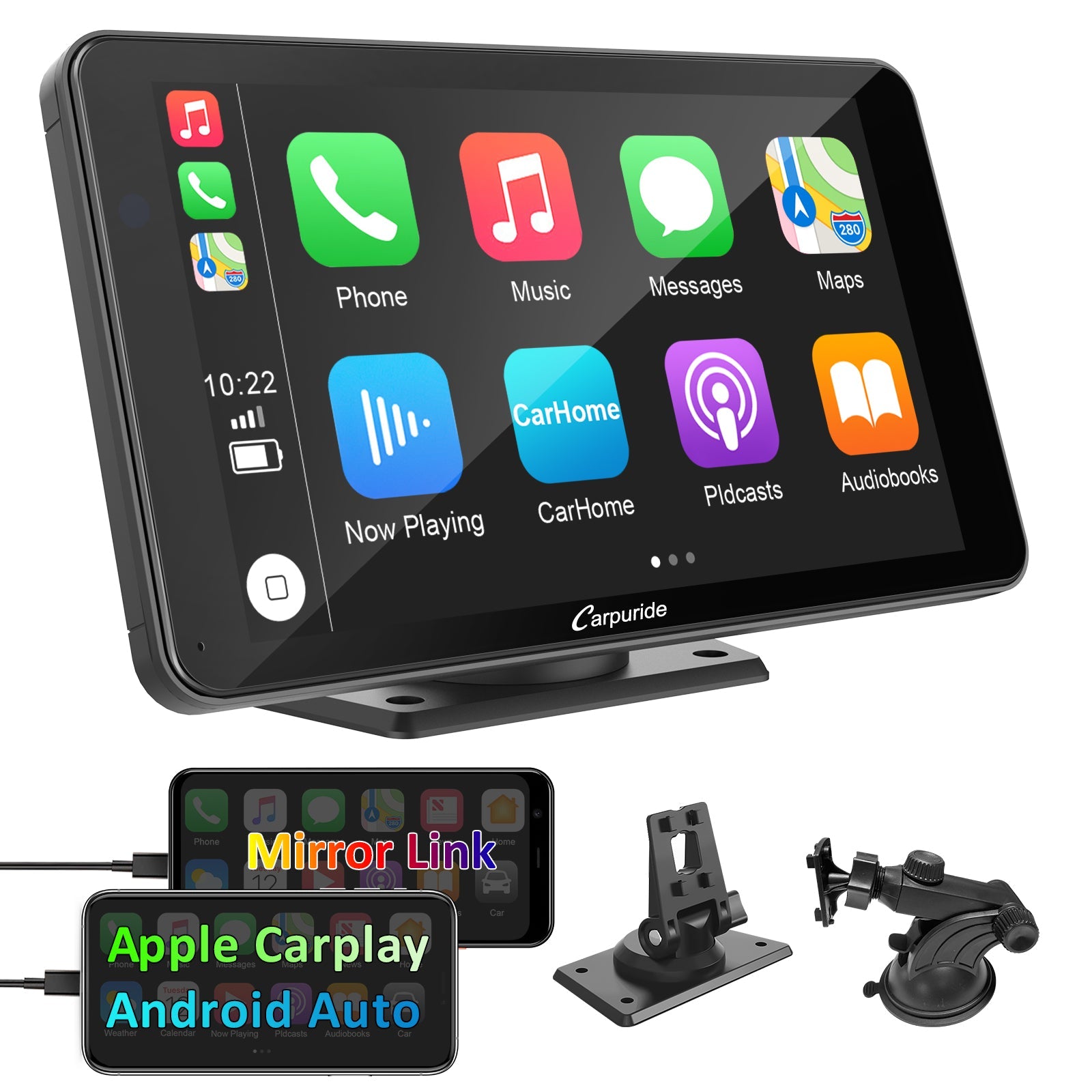 carpuride-car-smart-stereo-autoradio-7-zoll-kabel-carplay-bluetooth image 2