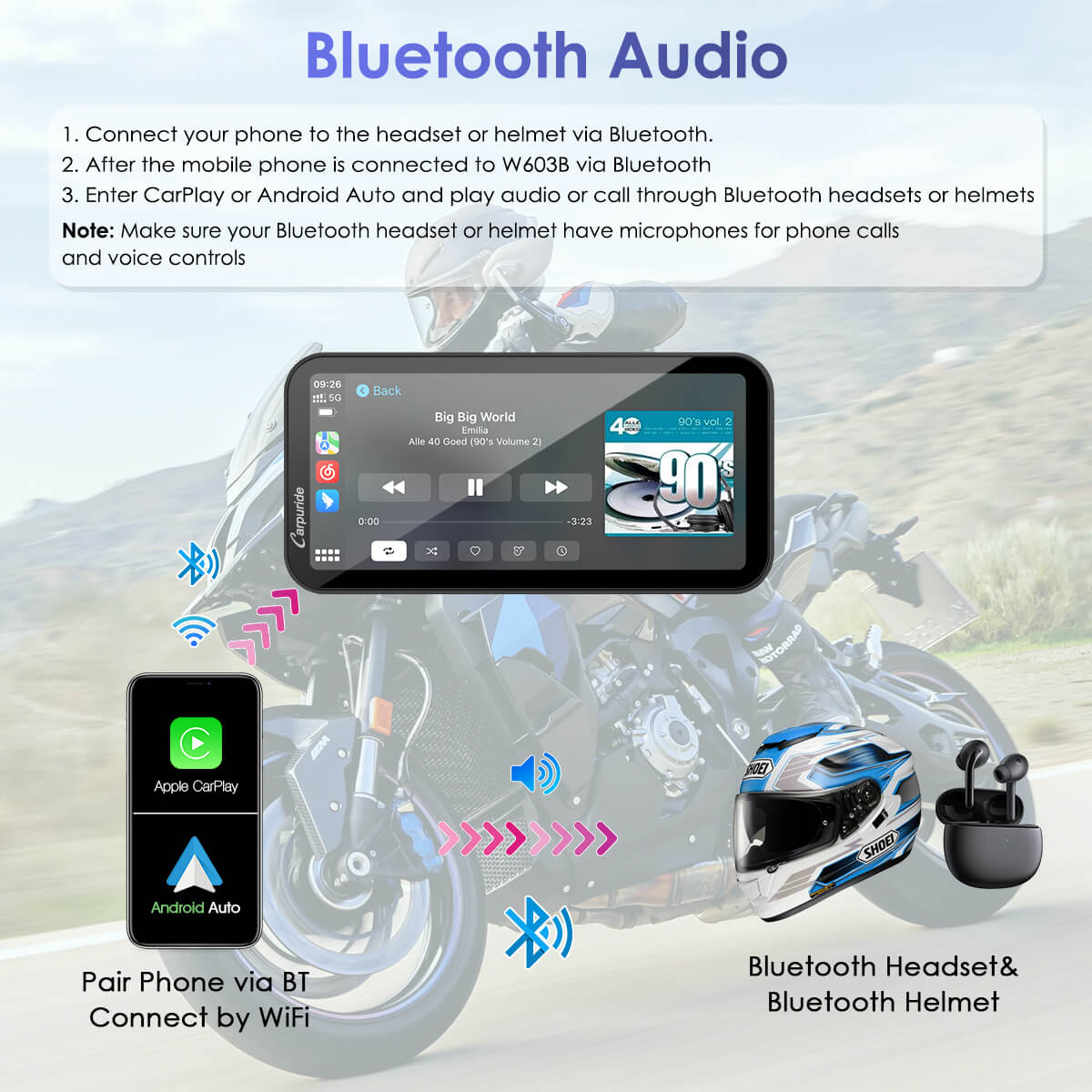 carpuride-w603b-motorrad-display-mit-bmw-halterung-ip67 image 5