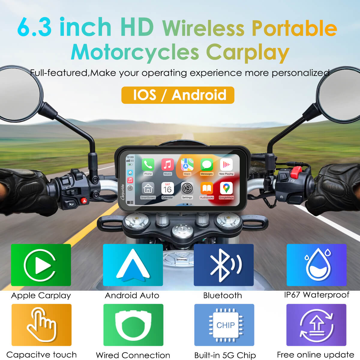 carpuride-w603-motorrad-stereo-carplay-ip67-wasserdicht image 2