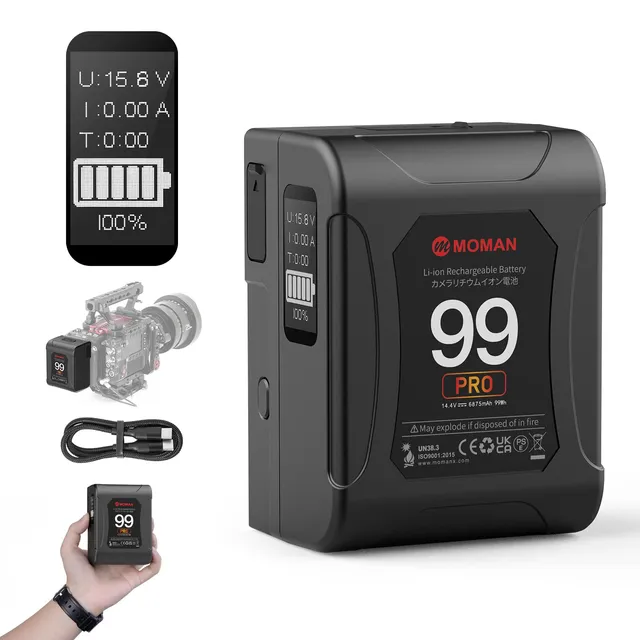 moman-power-99-pro-v-mount-akku-99wh-oled-usb-c image 1