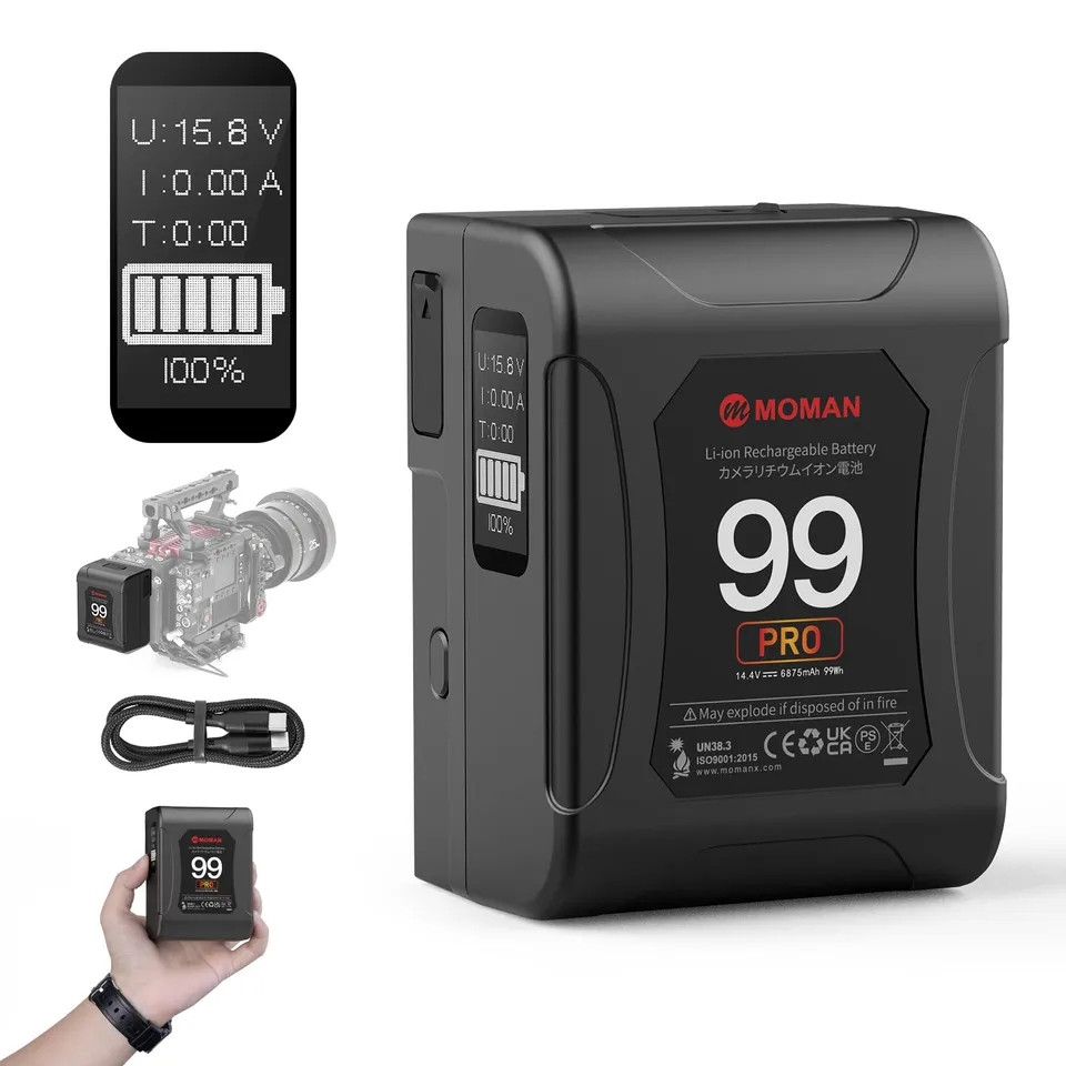moman-power-99-pro-v-mount-akku-99wh-oled-usb-c image 1