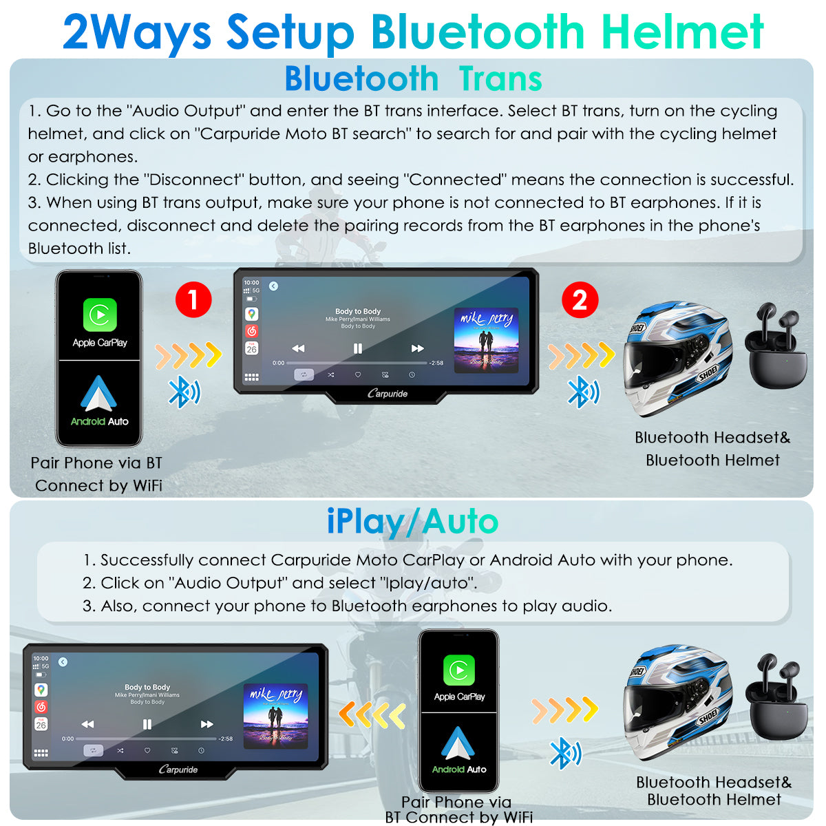 carpuride-w619b-motorcycle-smart-stereo-6-86-zoll-carplay image 5