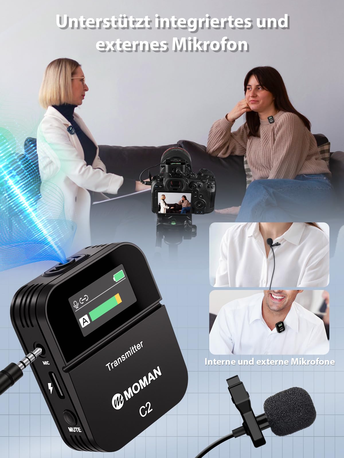 moman-c2x-funkmikrofon-2tx-1rx-ansteckmikrofon-display image 4