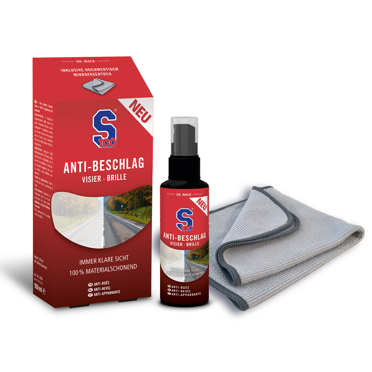 s100-helm-anti-fog-visierspray-100-ml-mit-mikrofasertuch image 1
