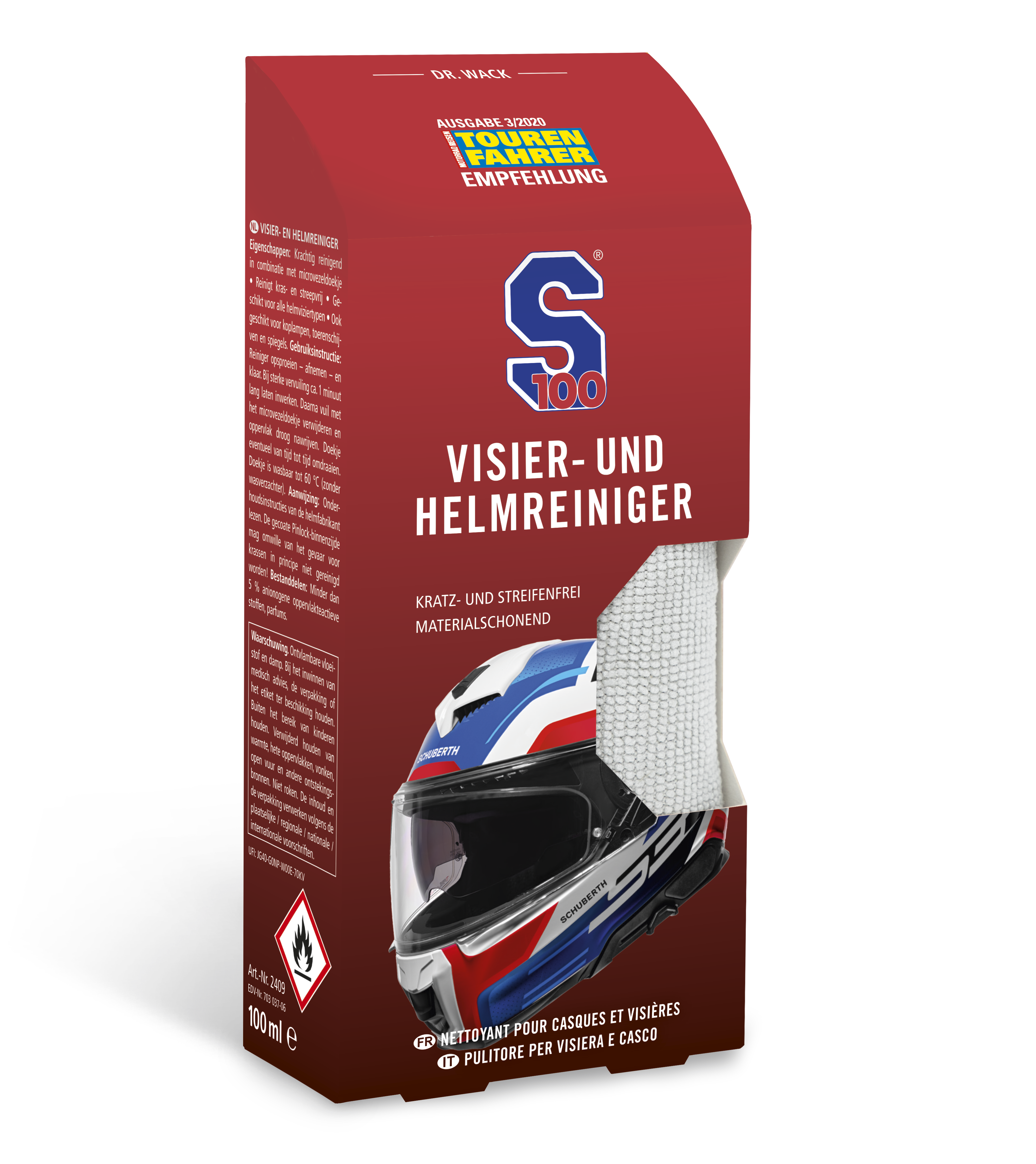 s100-helm-visier-und-helmreiniger-spray-100-ml-mit-tuch image 1