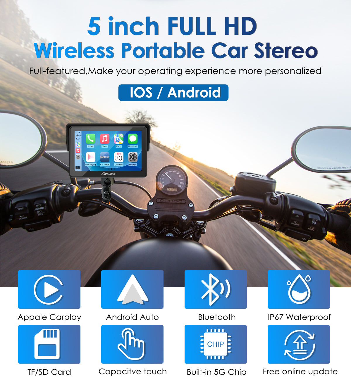 carpuride-w502-motorrad-stereo-carplay-5-zoll-ip67 image 2