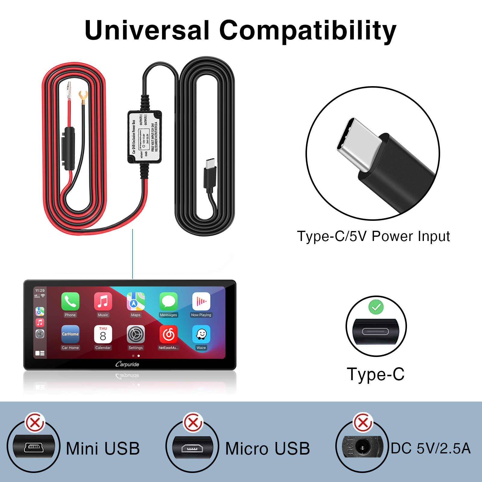 carpuride-accessories-type-c-autoladekabel-12v-24v-5v-2a image 2